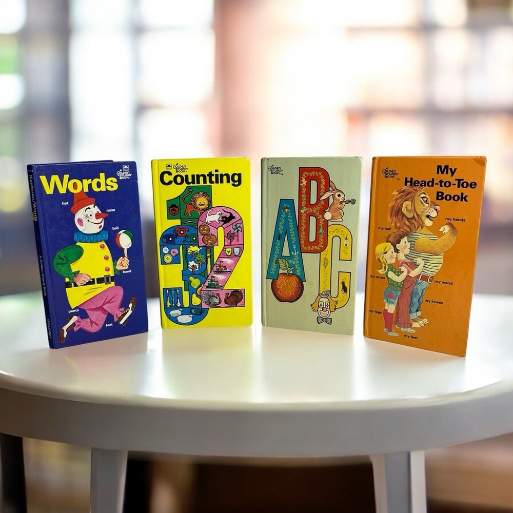 A Golden Sturdy Shape Book Books Hardcover Words Counting ABC Head to Toe Lot 4